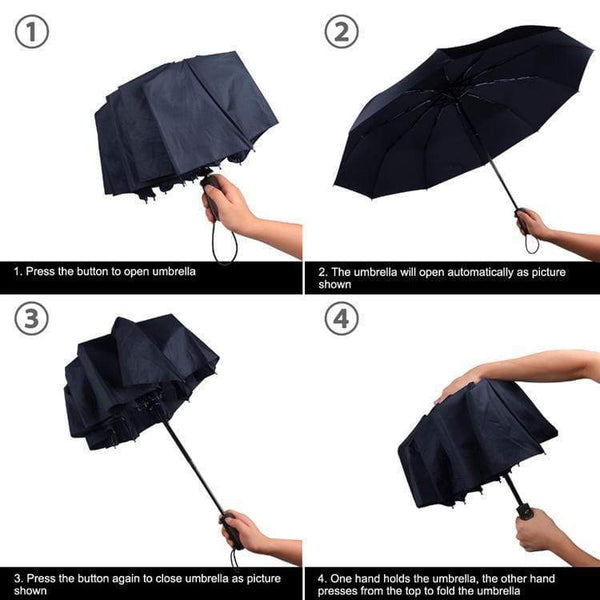 Wind Resistant Folding Automatic Umbrella