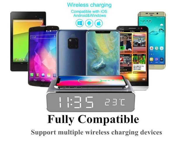 Electric LED Alarm Clock With Wireless Charger