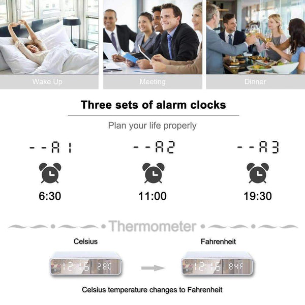 Electric LED Alarm Clock With Wireless Charger