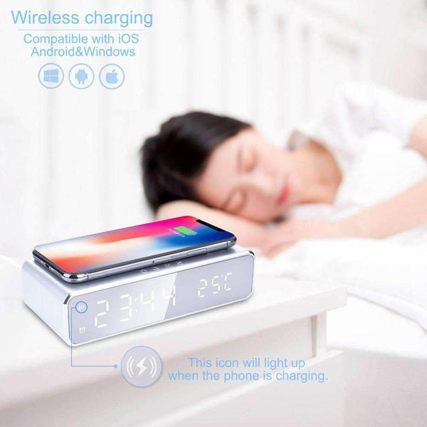 Electric LED Alarm Clock With Wireless Charger