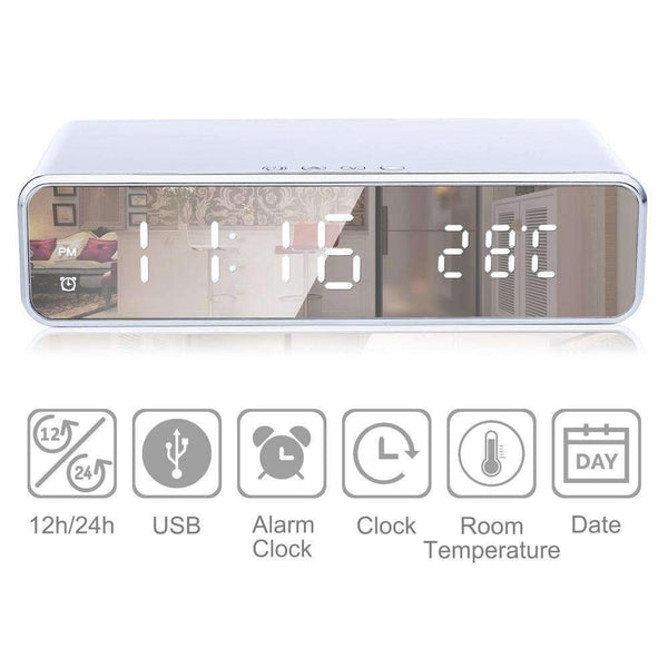 Electric LED Alarm Clock With Wireless Charger
