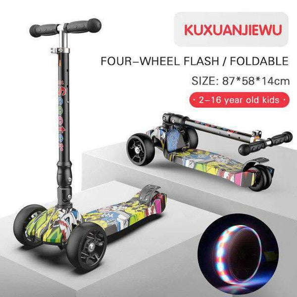 Light Music Bike Four Round Wheel Folding Bike